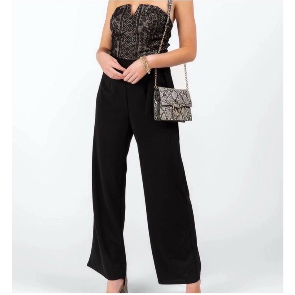 Mi Ami Francesca’s Venice Strapless Front Tie Jumpsuit Dressy Size S